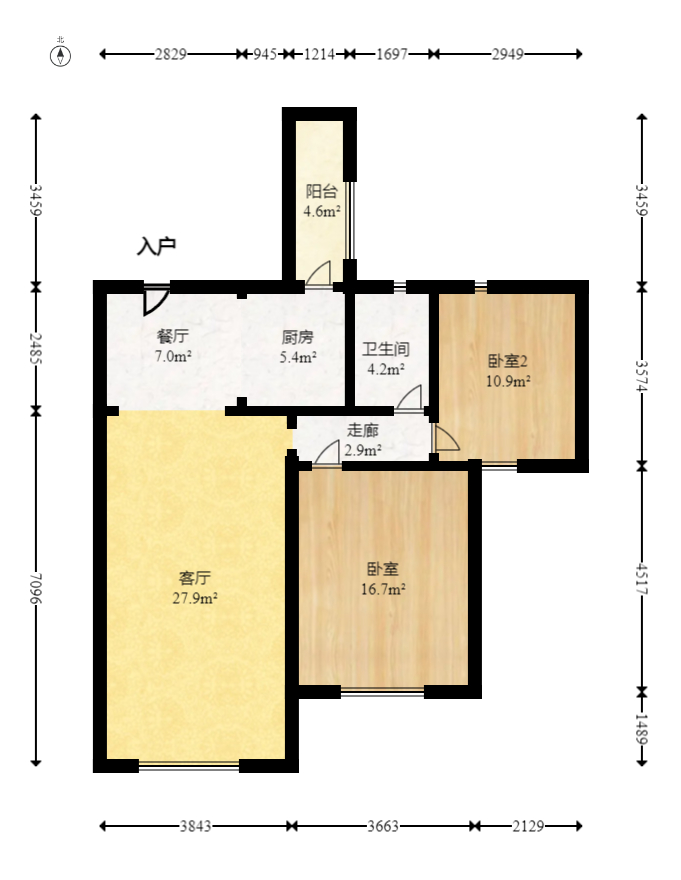 紫云阁  2室1厅1卫   56.00万室内图1