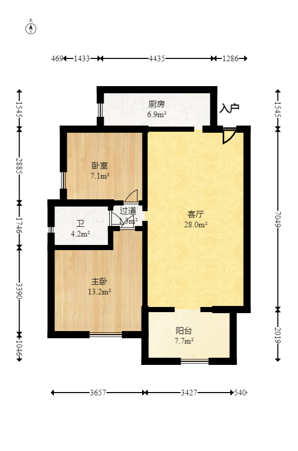 蝴蝶谷  2室2厅1卫   41.80万室内图1