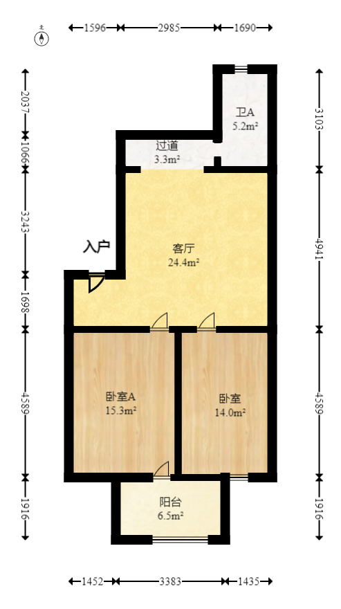 湘绣城  2室1厅1卫   36.80万室内图1