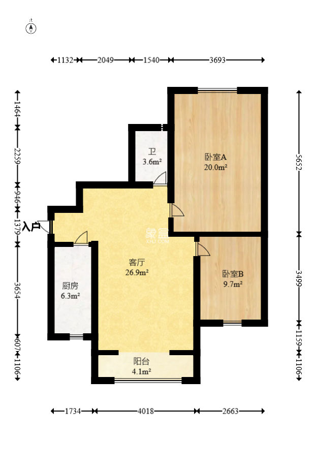 翡翠华庭  2室2厅1卫   75.00万