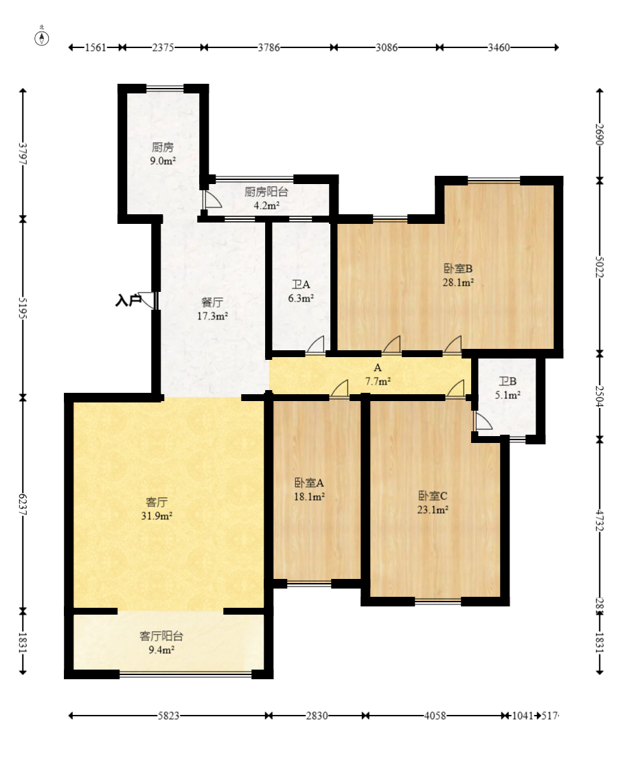 八方小区D区 4室2厅2卫 368.0万 八方小区D区 4室2厅2卫 368.0万户型图