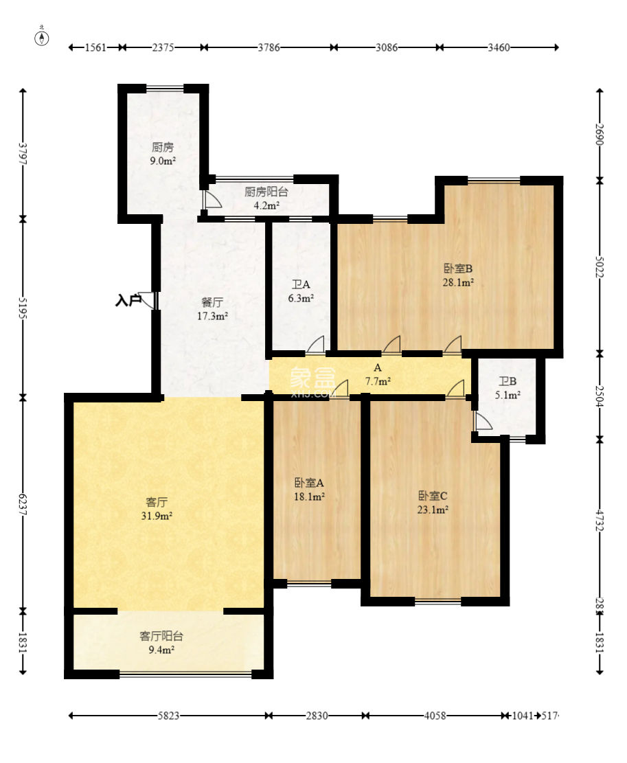 八方小区D区  4室2厅2卫   398.00万