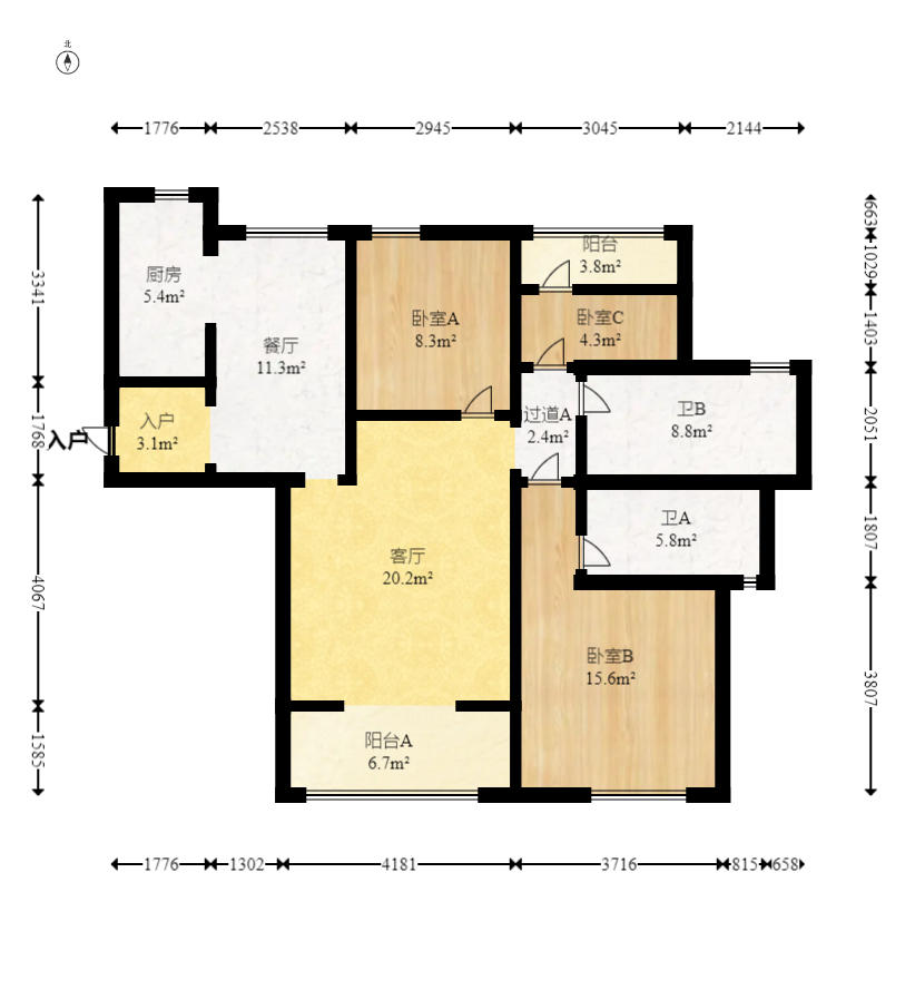 中建嘉和城  3室1厅2卫    95.0万室内图1