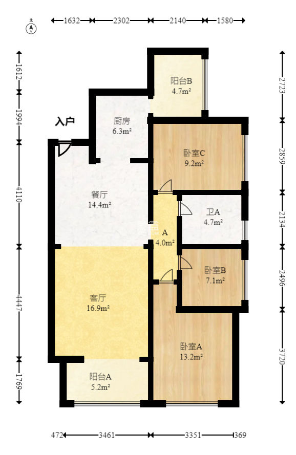 长房半岛蓝湾（观山月）  3室2厅1卫   80.00万