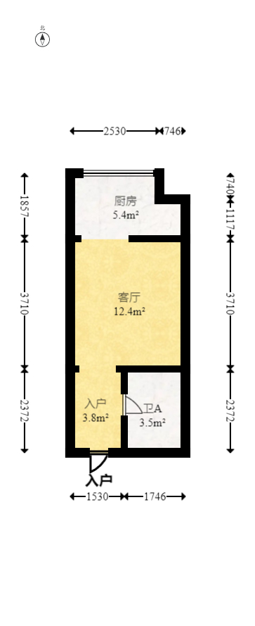 卓越伊景寓  1室0厅1卫   30.00万室内图1