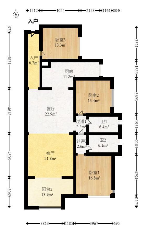 润和紫郡一期  3室2厅2卫    75.0万 润和紫郡一期  3室2厅2卫    75.0万户型图