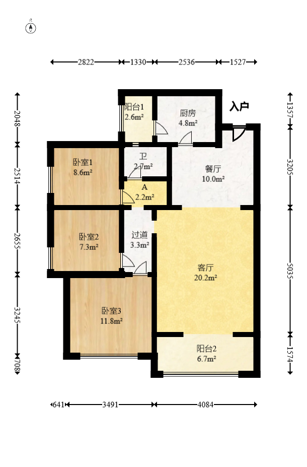 佳兆业时代广场 3室2厅2卫 88.8万 佳兆业时代广场 3室2厅2卫 88.8万户型图
