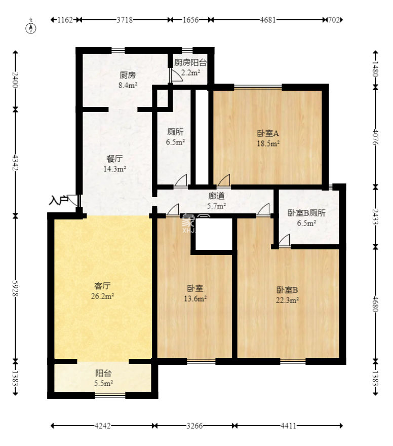 中天山语林居  3室2厅2卫   118.00万