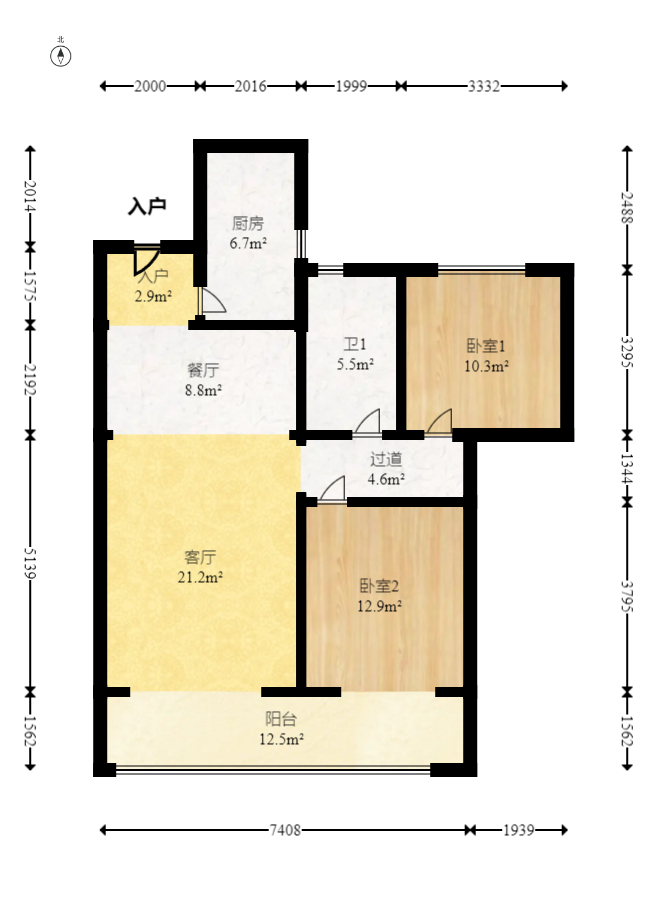 金辉优步学府 2室2厅1卫 58.0万 金辉优步学府 2室2厅1卫 58.0万户型图