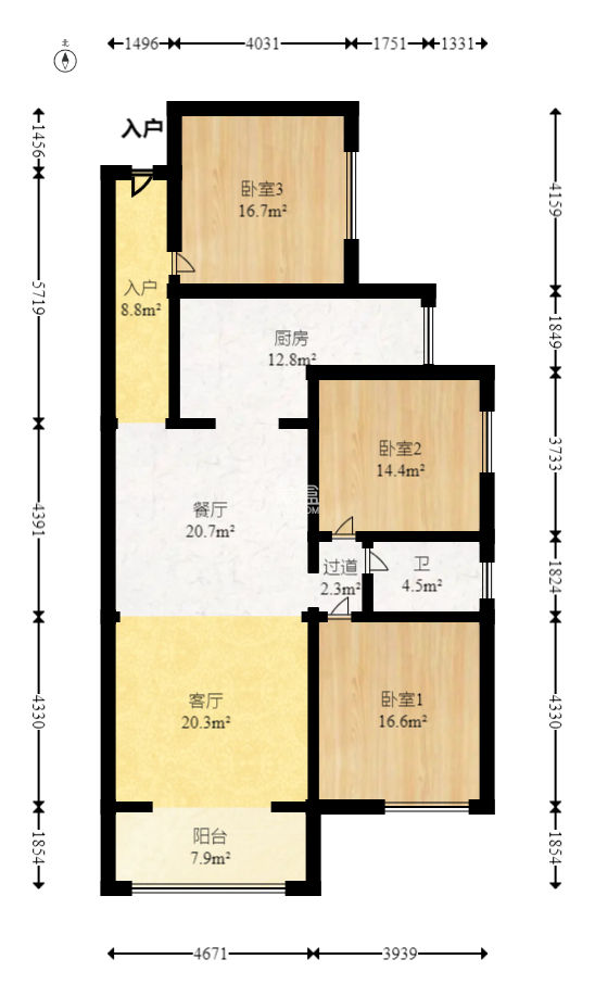 润和长郡（润和紫郡二三期）  3室2厅1卫    85.0万