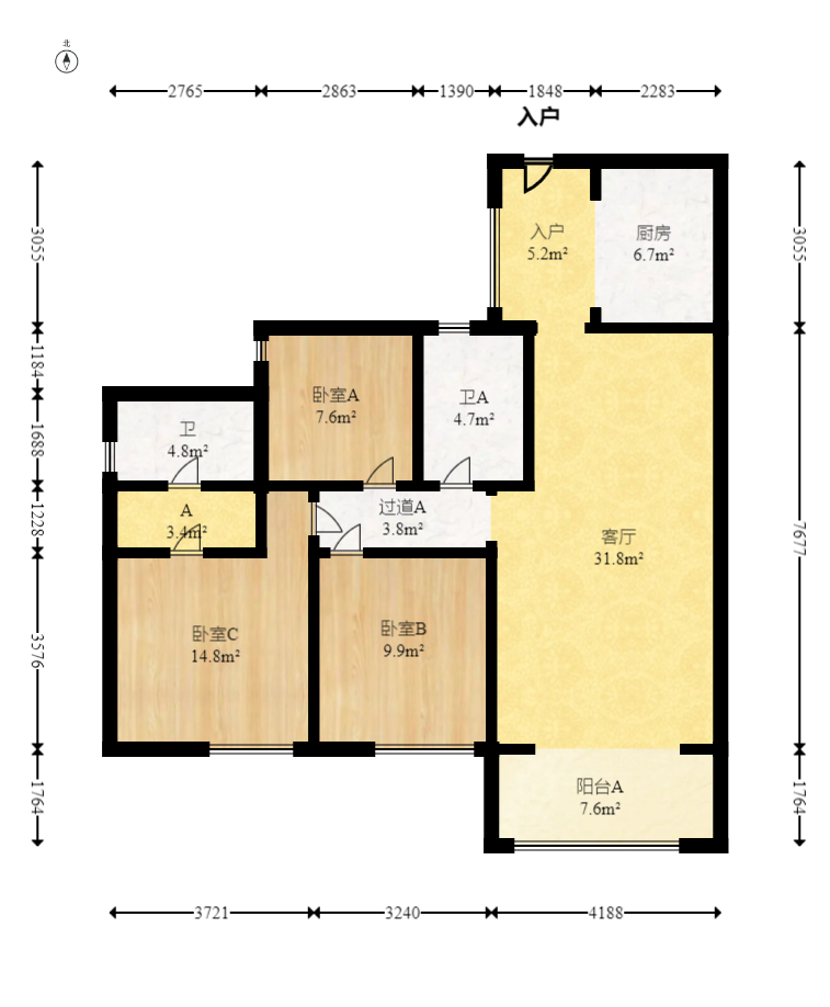 西湖鸿运佳苑  3室2厅2卫    92.0万 西湖鸿运佳苑  3室2厅2卫    92.0万户型图