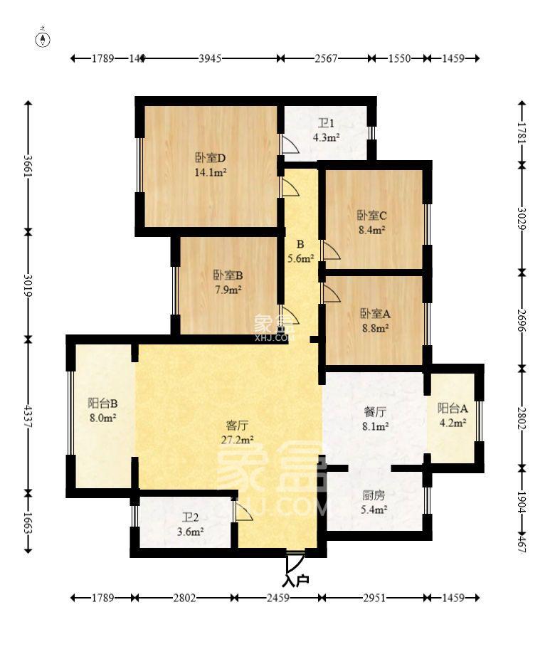 臻园  4室2厅2卫   4000.00元/月室内图