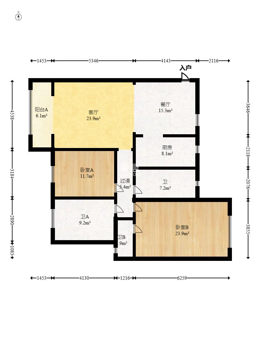 联盟佳苑 3室2厅1卫 1900.0元/月 联盟佳苑 3室2厅1卫 1900.0元/月户型图