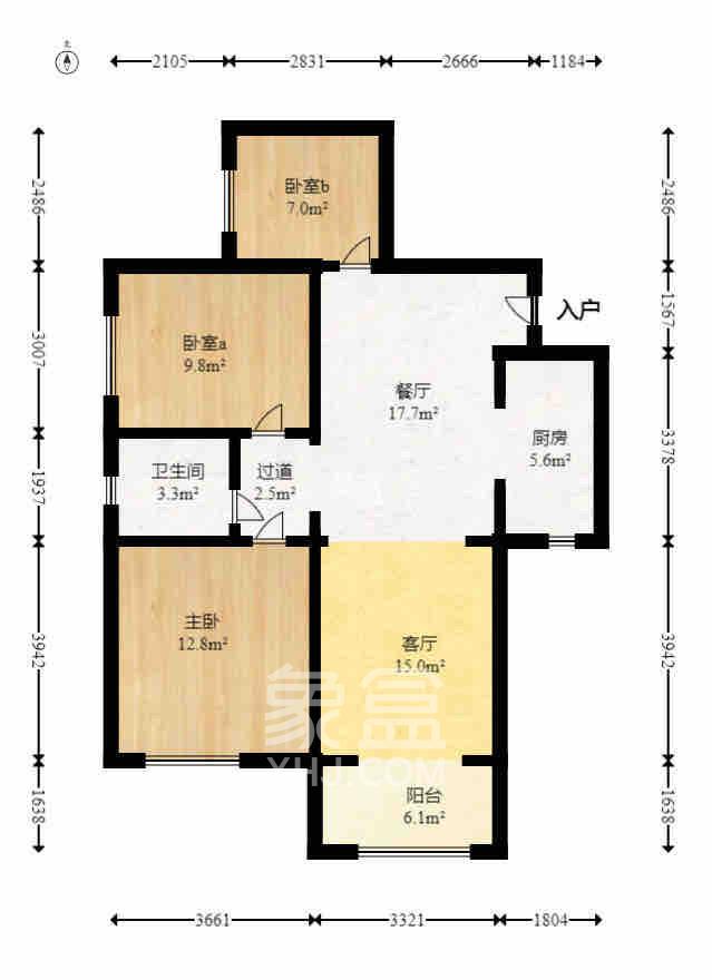 富基世纪公园 3室1厅1卫 1200.0元/月 富基世纪公园 3室1厅1卫 1200.0元/月室内图