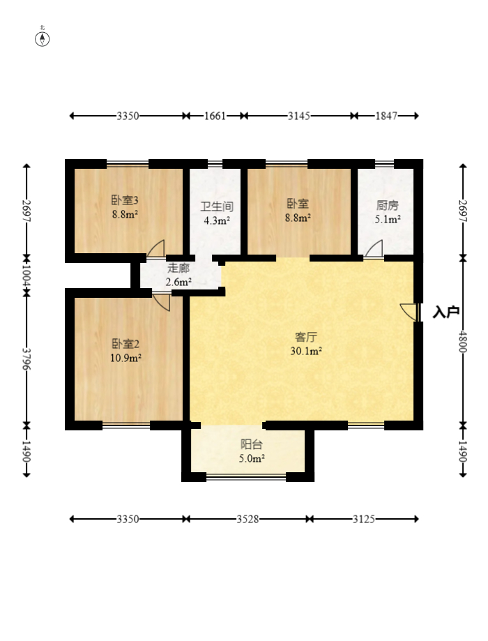 中国铁建国际城二期 3室2厅1卫 48.8万 中国铁建国际城二期 3室2厅1卫 48.8万户型图