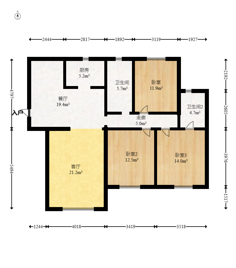 紫御江山  3室2厅2卫    88.0万 紫御江山  3室2厅2卫    88.0万户型图