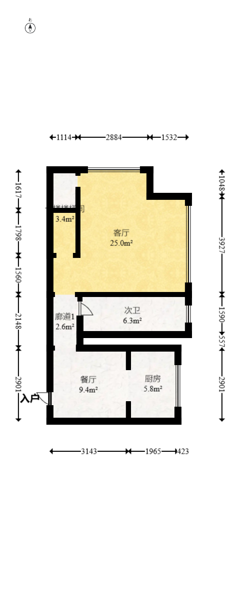 正荣梅溪紫阙台  2室1厅1卫   125.00万室内图1