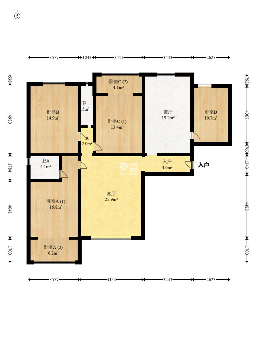 中房F联邦  4室2厅2卫    106.0万 中房F联邦  4室2厅2卫    106.0万户型图