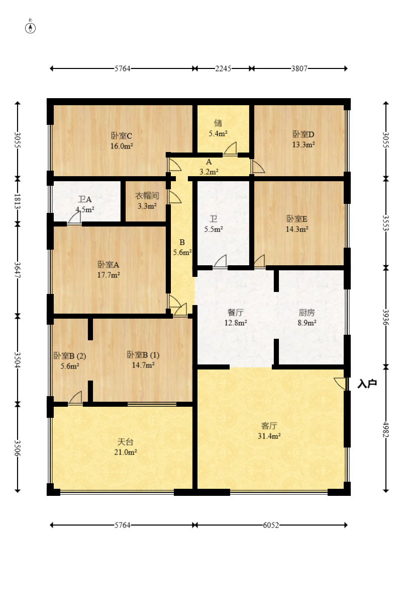 阳明山庄  5室2厅2卫   139.00万室内图1