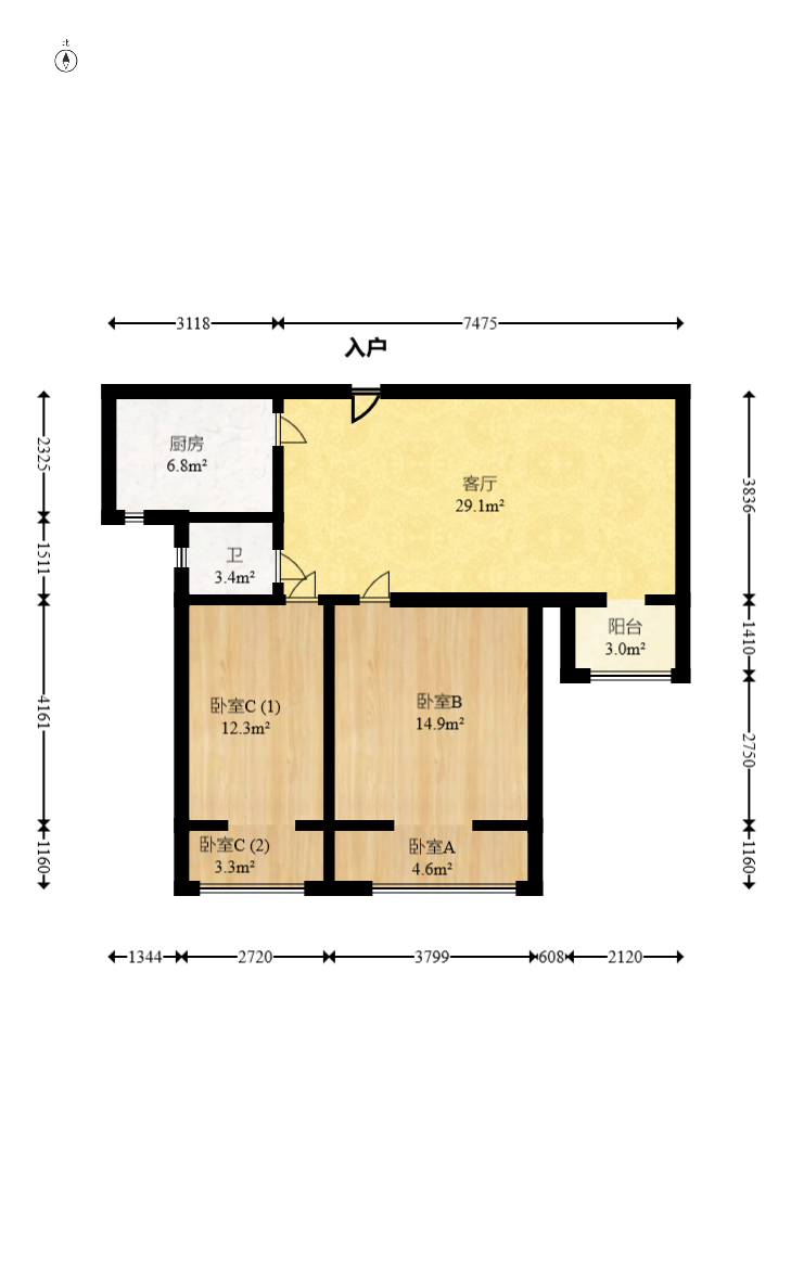 玛依拉山庄 2室2厅1卫 69.8万 玛依拉山庄 2室2厅1卫 69.8万户型图