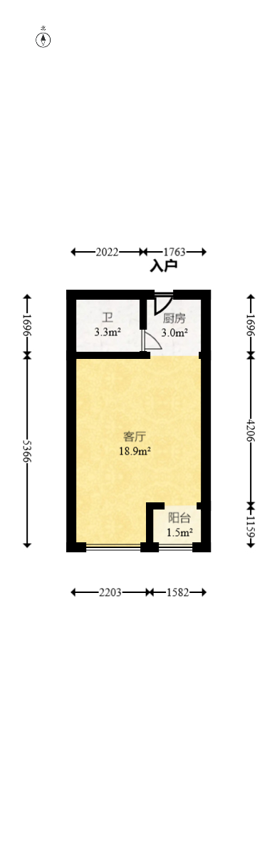 嘉汇公馆  1室1厅1卫   28.00万室内图1