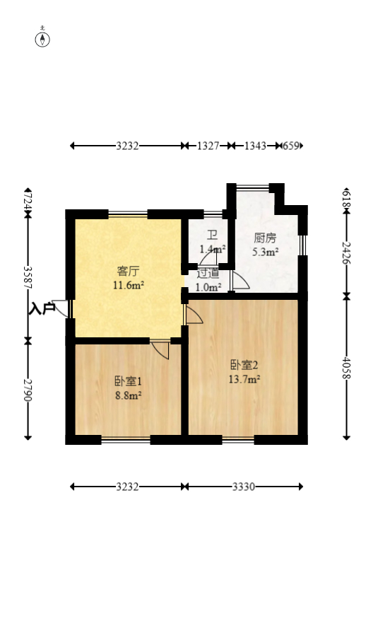 火星一片  1室0厅0卫   32.00万室内图1