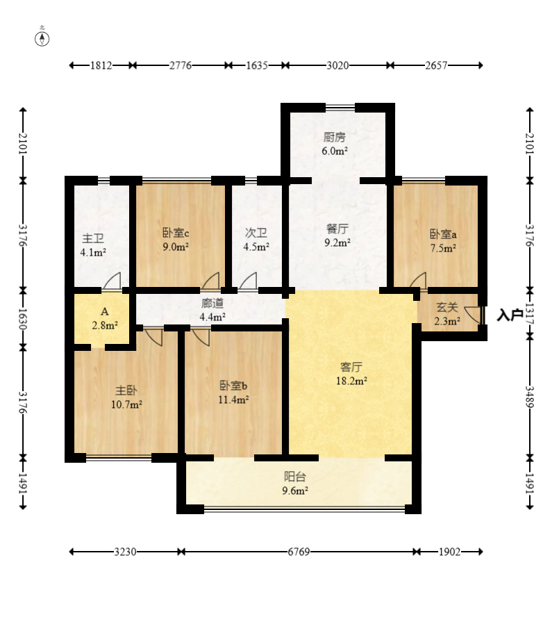 梅溪悦章  4室2厅2卫   188.00万室内图1