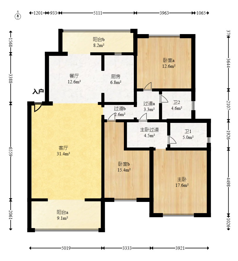 晟通城 3室2厅2卫 85.0万 晟通城 3室2厅2卫 85.0万户型图