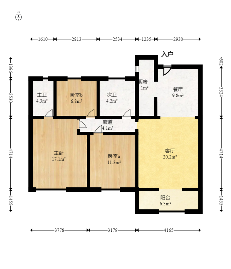 梦想新天地  3室2厅2卫   150.00万室内图1