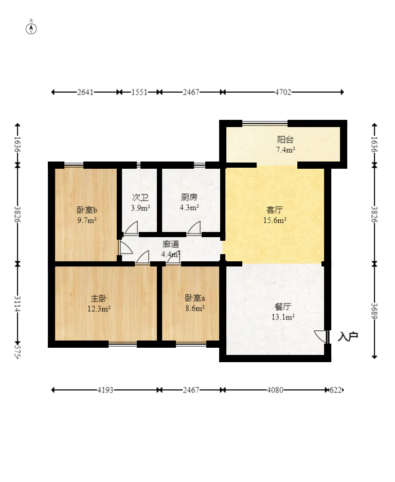 麓谷锦和园  3室2厅1卫   62.00万室内图1