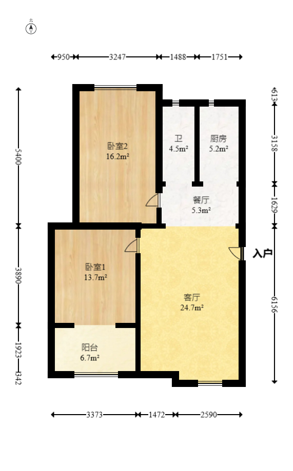 长城雅苑  2室2厅1卫   88.00万室内图1