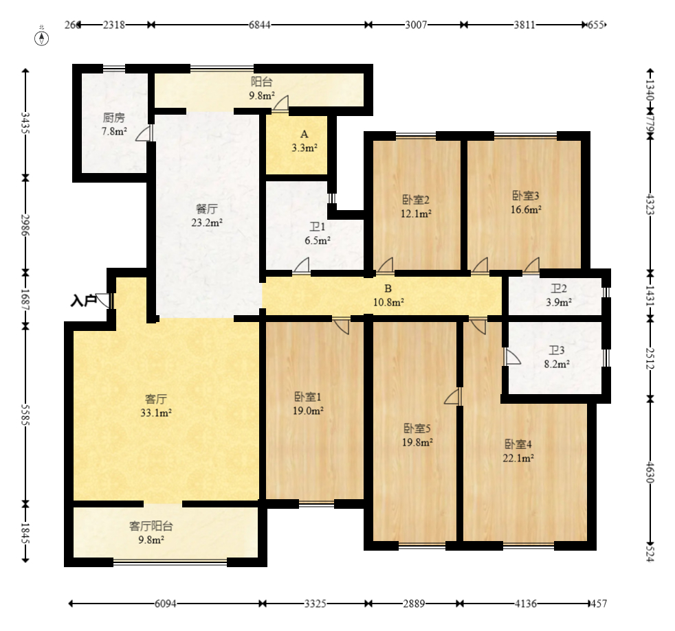 博林云栖  5室2厅3卫   298.00万室内图1