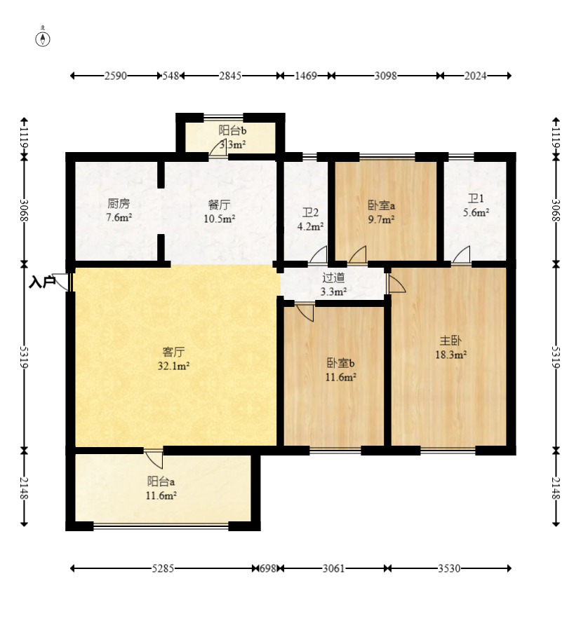 新华联梦想城 3室2厅2卫 102.0万 新华联梦想城 3室2厅2卫 102.0万户型图