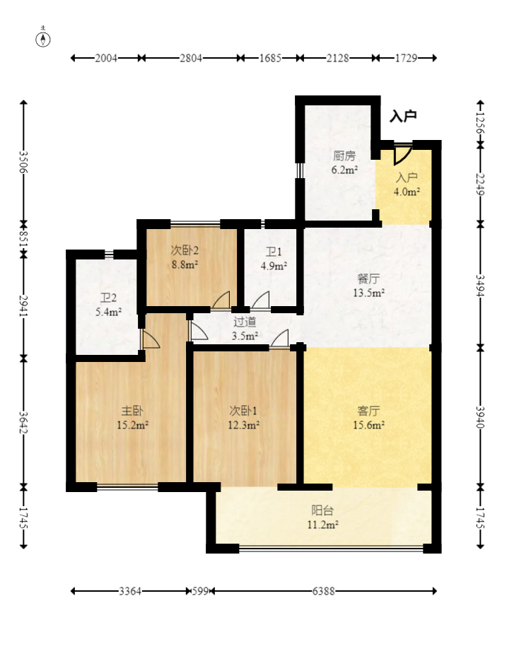 龙湖春江天玺 3室2厅2卫 136.0万 龙湖春江天玺 3室2厅2卫 136.0万户型图