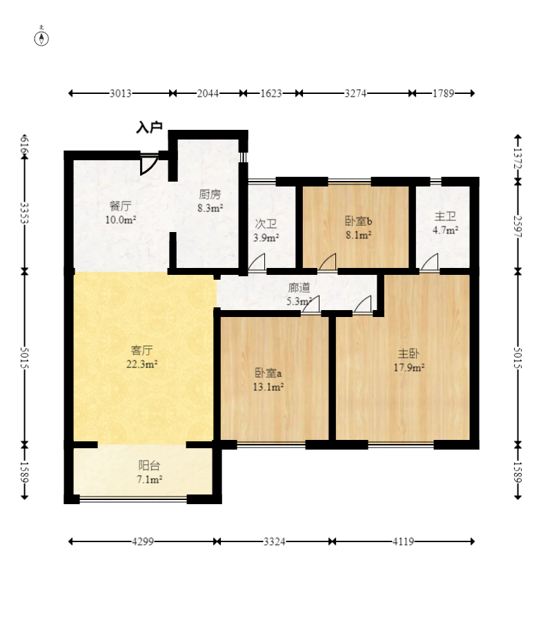 梦想新天地  3室2厅2卫    135.0万室内图1