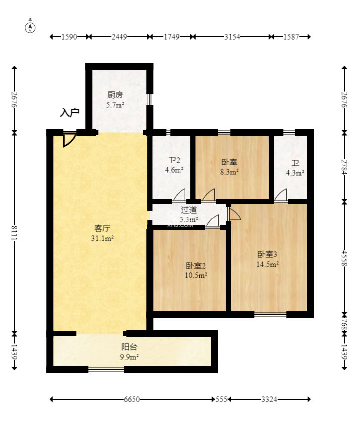 麓谷山湖郡  3室2厅2卫    108.0万