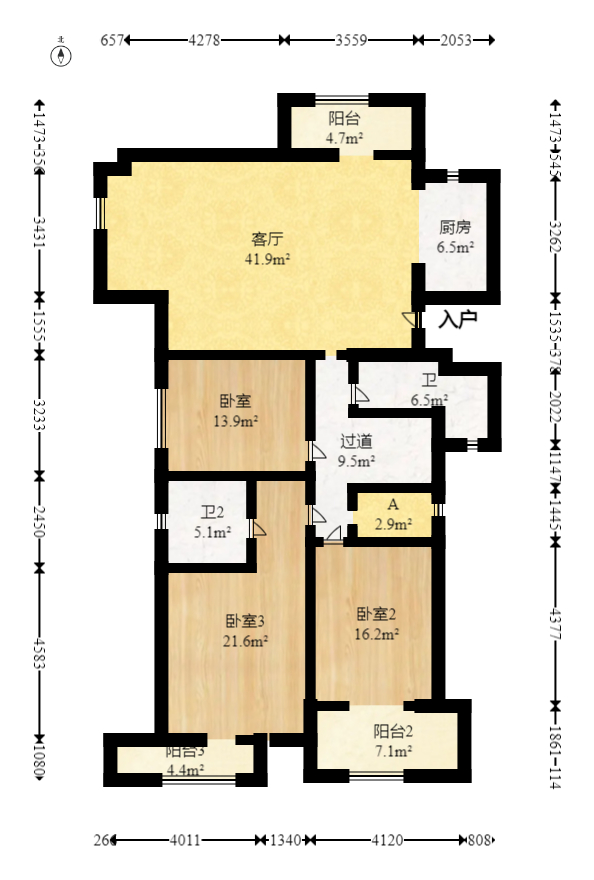 长房西郡 5室2厅2卫 130.0万 长房西郡 5室2厅2卫 130.0万户型图