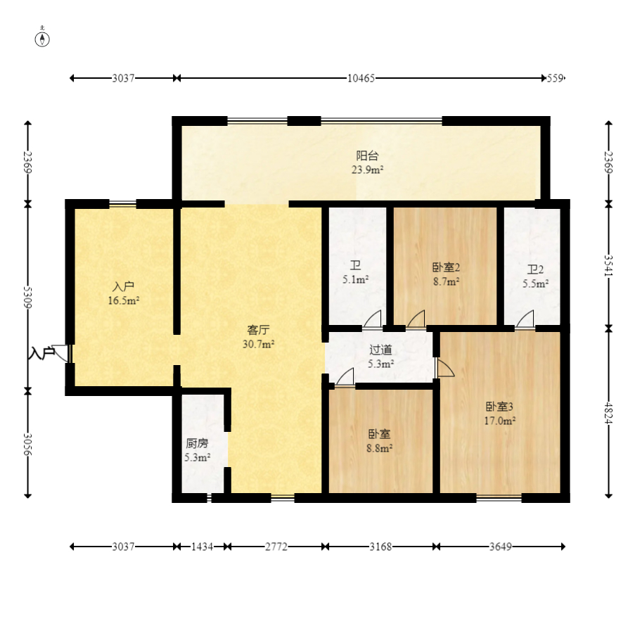 万象府台  4室2厅2卫   270.00万室内图1