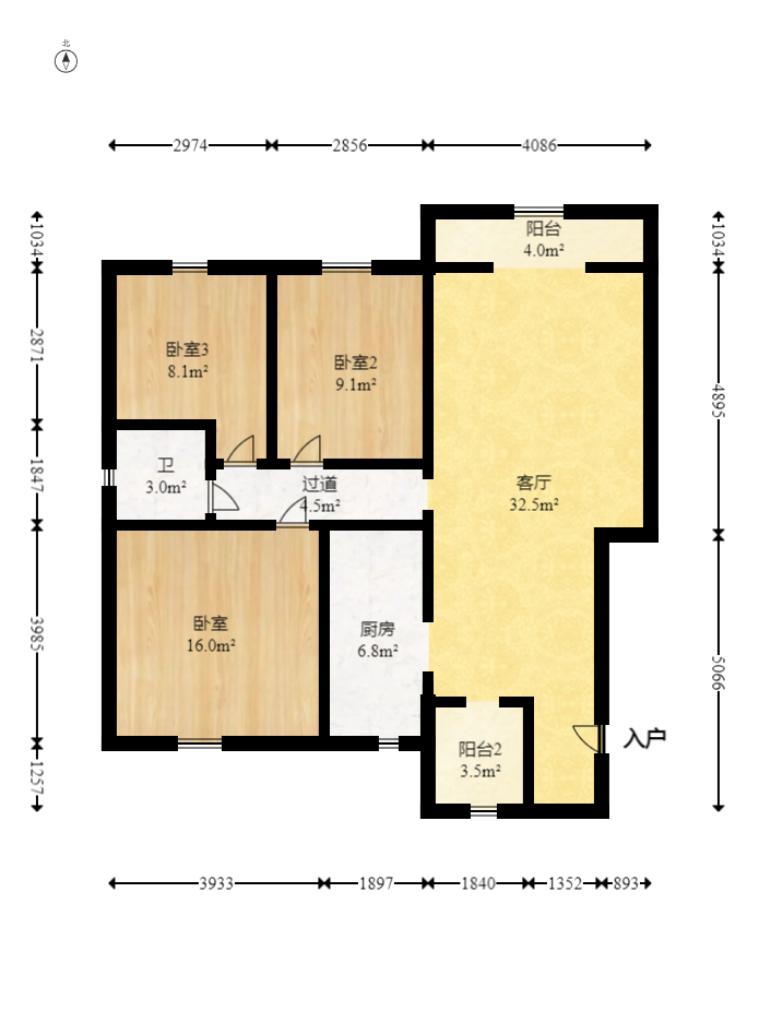 广泰锦苑  3室2厅2卫   102.00万室内图1
