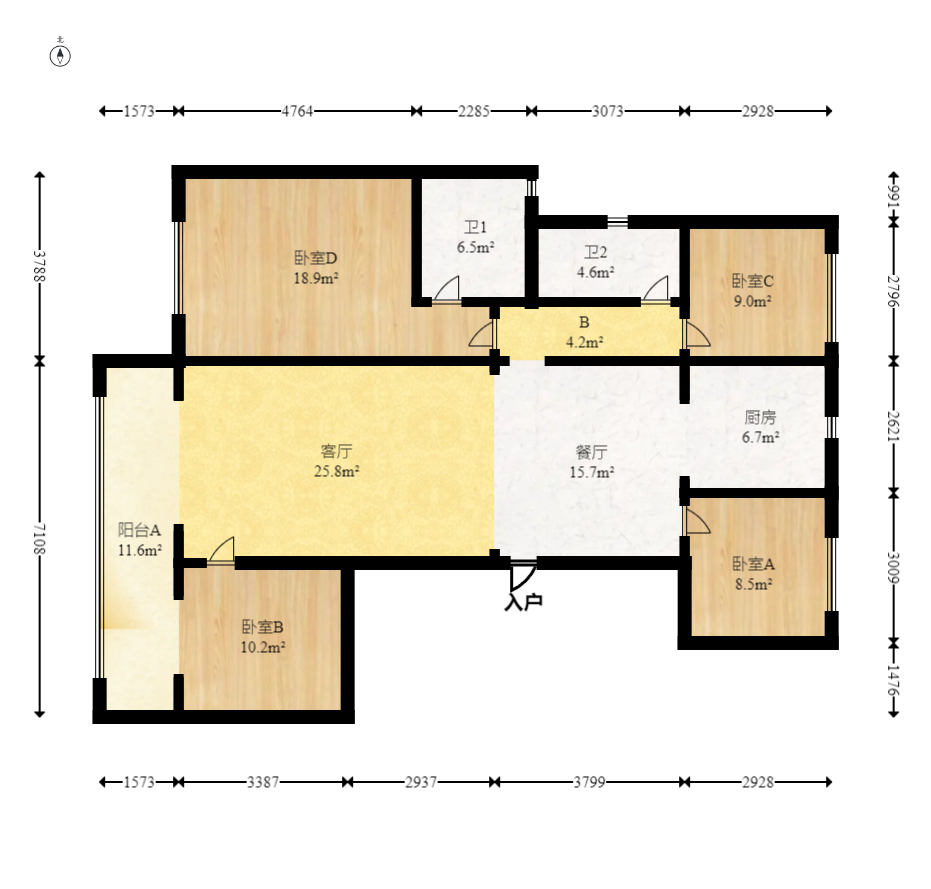 建发玖洲和玺  4室2厅2卫   139.00万室内图1