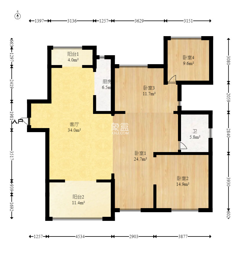中交建發(fā)松雅院  4室2廳2衛(wèi)   131.80萬