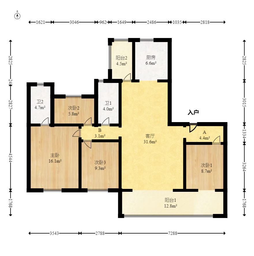 五矿万境松雅 4室2厅2卫 142.0万 五矿万境松雅 4室2厅2卫 142.0万户型图