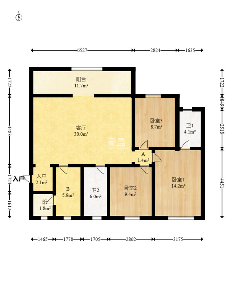 阳光城尚东湾悦江府 3室2厅2卫 92.0万 阳光城尚东湾悦江府 3室2厅2卫 92.0万户型图