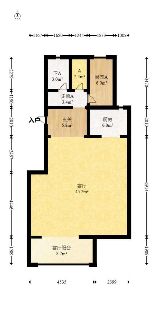 大唐印象三期御玺  1室2厅2卫   138.00万室内图1
