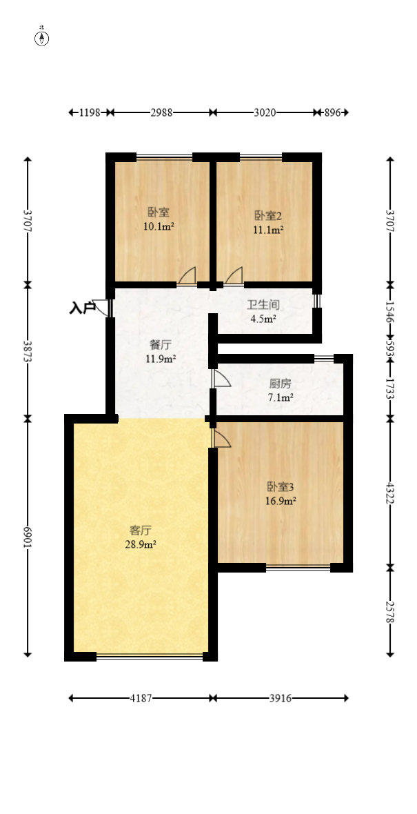 东岸锦城(东方人家)  3室2厅1卫   80.00万室内图1