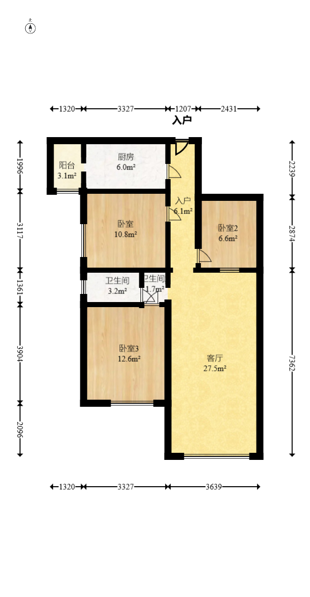 东岸梅园小区 3室1厅1卫 63.8万 东岸梅园小区 3室1厅1卫 63.8万户型图