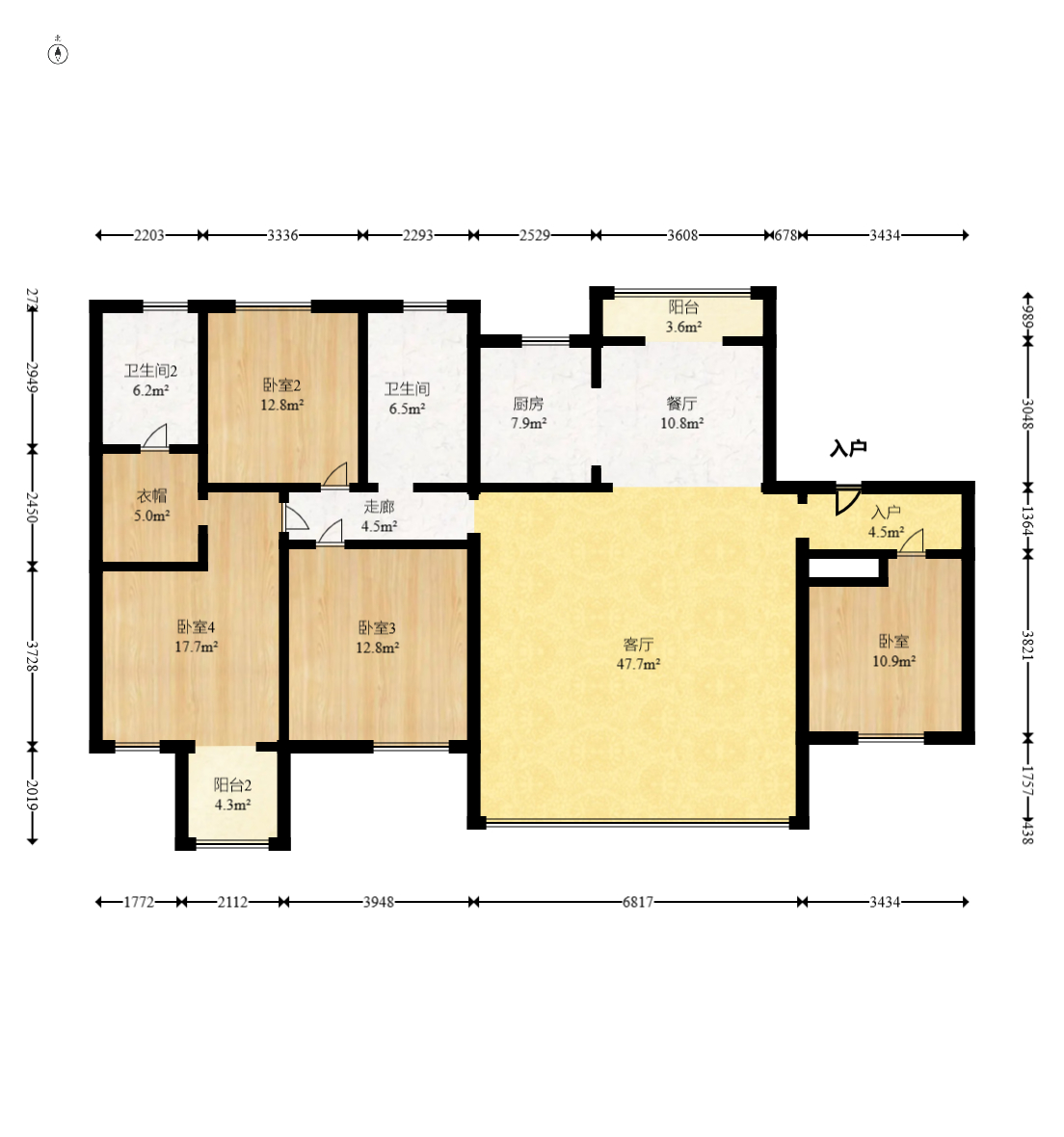 龙湖碧桂园天宸原著  4室2厅2卫    260.0万 龙湖碧桂园天宸原著  4室2厅2卫    260.0万户型图