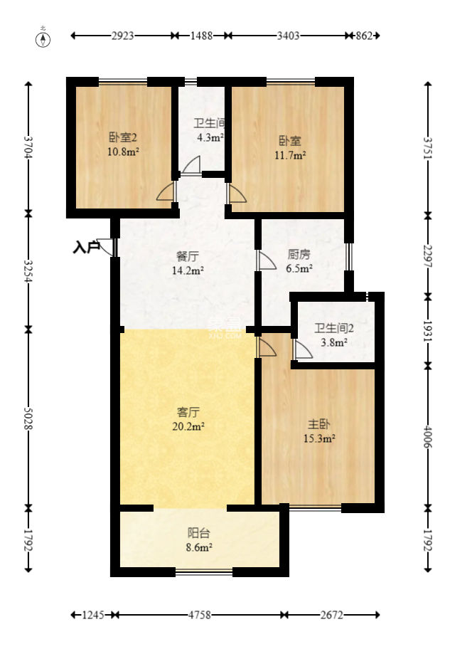 华远海蓝郡  3室2厅2卫   79.80万