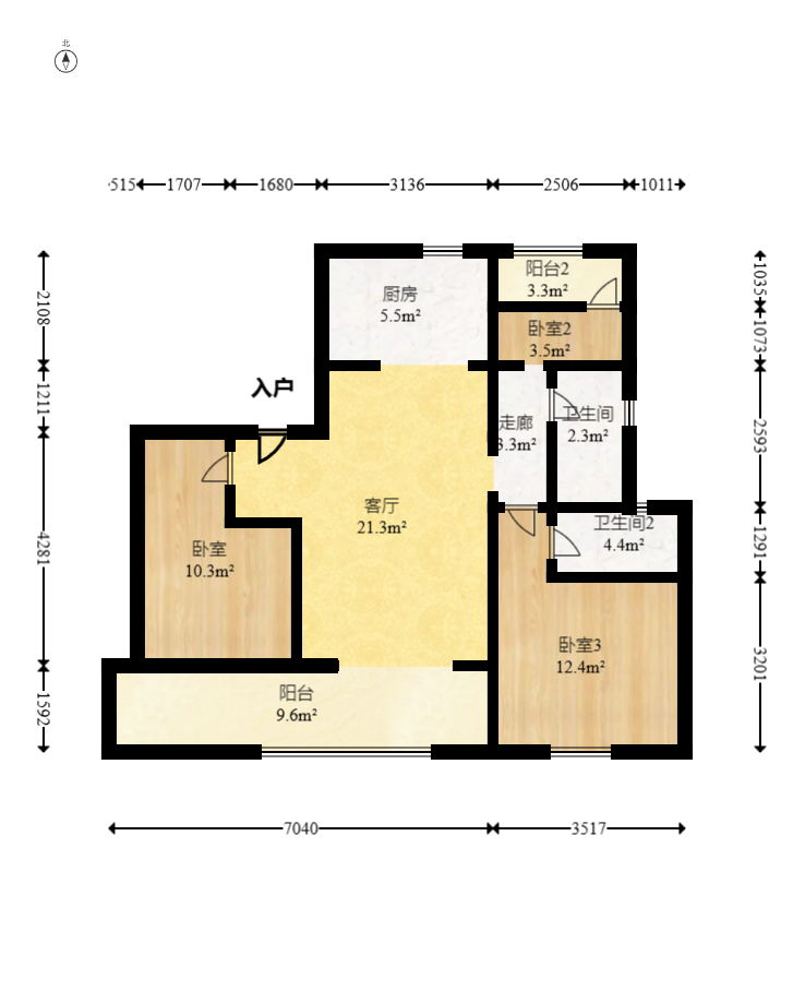 华远碧桂园海蓝城  3室2厅2卫    48.0万 华远碧桂园海蓝城  3室2厅2卫    48.0万户型图