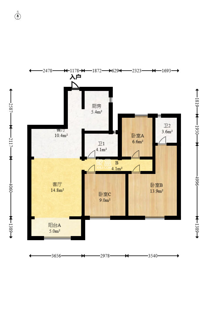 叠彩兰亭  3室2厅2卫   102.00万